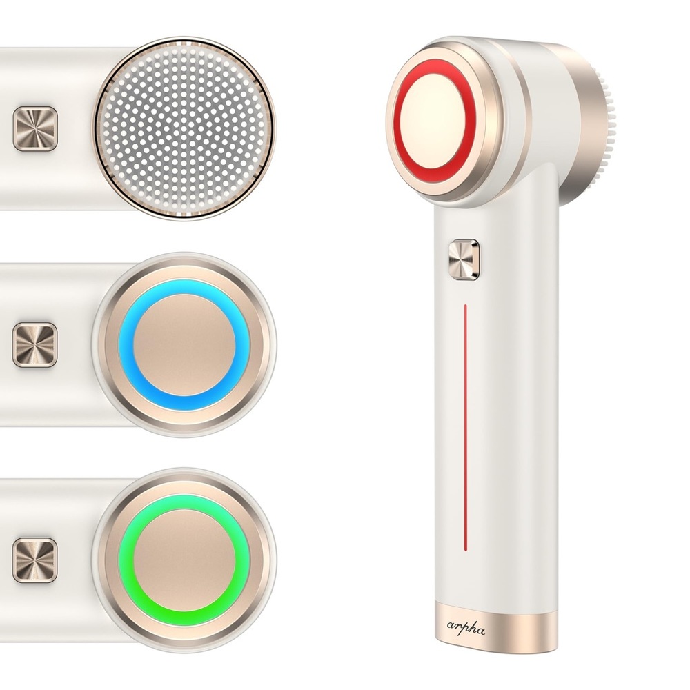 Titanium Ion Skincare Enhancer & Silicone Sonic Face Scrubber (1 Beige, 1 Black)